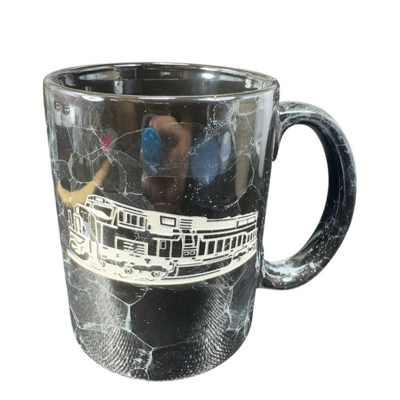 Linyi Ceramic Tall Coffee Mug Cup Black Marble Glaze Coffee Mug Cup Road Train - Picture 1 of 12